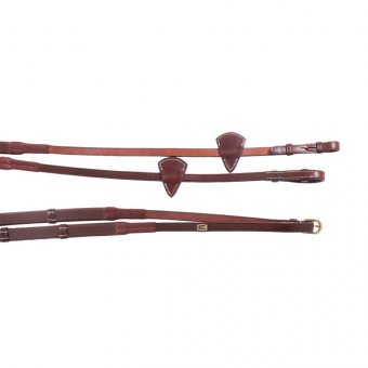 Rubber Reins E-logo with Stops Brown/Brass
