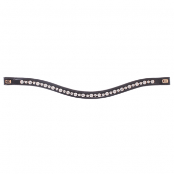 Browband E-logo White Crystals Black/Brass
