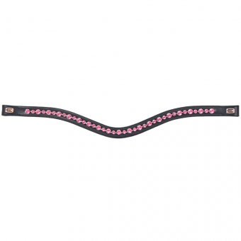 Browband E-Logo & Pink/Pink Crystals Black/Brass