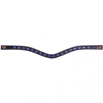 Browband E-Logo & Blue/Black Crystals Black/Brass