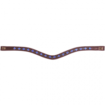 Browband E-Logo & Blue/Black Crystals Brown/Brass