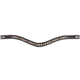 Browband E-Logo & Cappuccino/Topaz Crystals Black/Brass