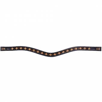 Browband E-Logo & Gold/Black Crystals Black/Brass
