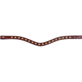 Browband E-Logo & Gold/Black Crystals Brown/Brass