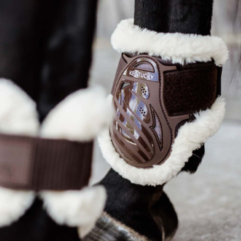 Young Horse Sheepskin Fetlock Boots Shield Brown