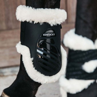 Fetlock Boots Elastic Vegan Sheepskin Black