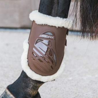 Fetlock Boots Elastic Vegan Sheepskin Brown