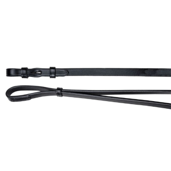 Curb Reins Leather 12mm Hooks Black