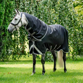 Turnout Rug with Hood Amigo Bravo 12 Plus 100g Black/Gray