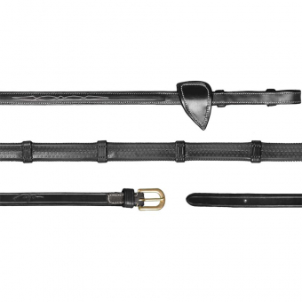 Rubber Reins with Stops 13mm DC Black