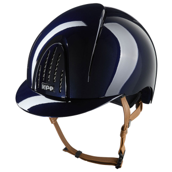 Riding Helmet Smart Nova Metal Polish Beige Strap Navy Blue
