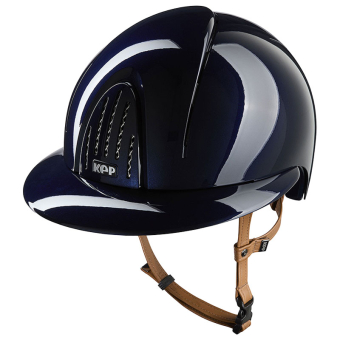 Riding Helmet Smart Nova Metal Polish Polo Beige Strap Navy Blue