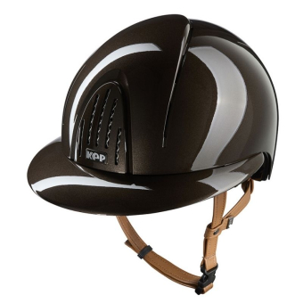 Riding Helmet Smart Nova Metal Polish Polo Beige Strap Brown
