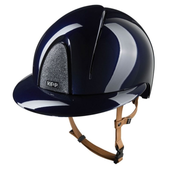 Riding Helmet Smart Nova Metal Polish Polo Star Beige Strap Navy/Silver
