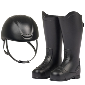 Riding Helmet & Tall Boots Toy Rider Black