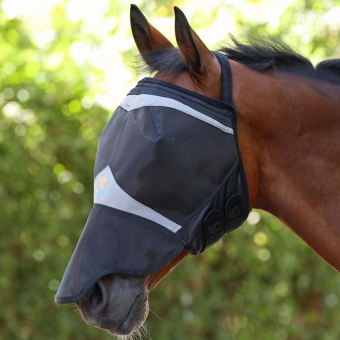 Fly Mask Fine Mesh without Ears with Nose Black