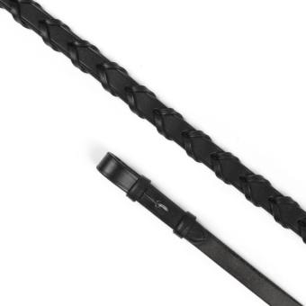 Braided Leather Reins Gara Black Full