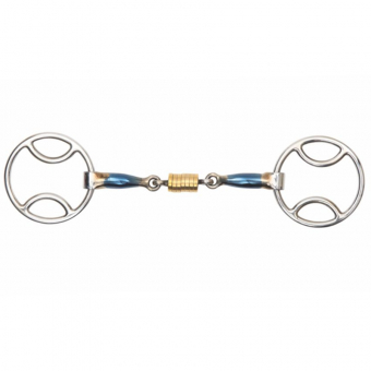 Gag Bit with Rollers Blue Sweet Iron Double Jointed