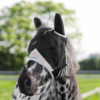 Fly Mask with Ears & Forelock Hole Black/Gray