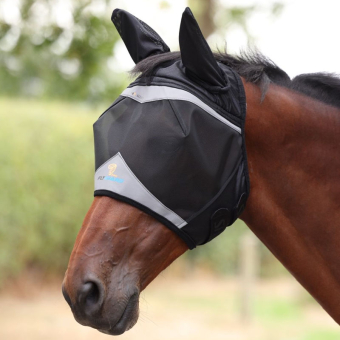 Fly Mask with Ears & Forelock Hole Black/Gray