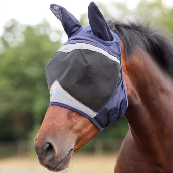 Fly Mask Fine Mesh with Ears Navy Blue