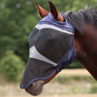 Fly Mask Fine Mesh without Ears with Nose Navy Blue