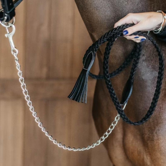 Plaited Lead Rope with Chain Black