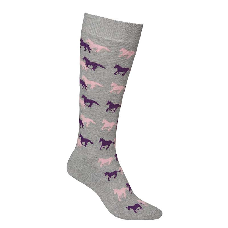 Children's Riding Socks Running Horse Grey