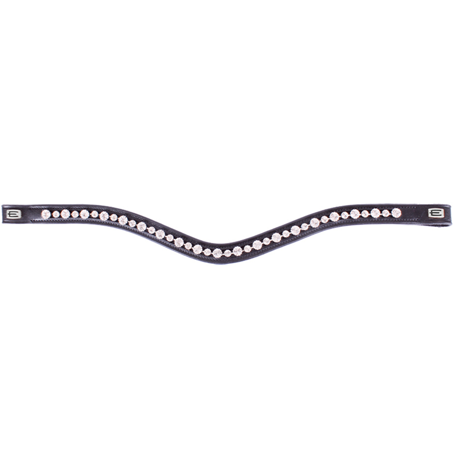 Browband E-Logo & White Crystals Black/Silver