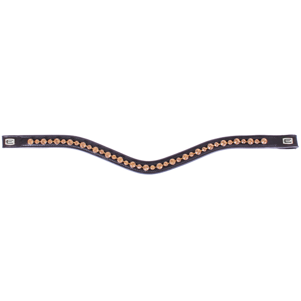 Browband E-Logo & Gold Crystals Black/Silver