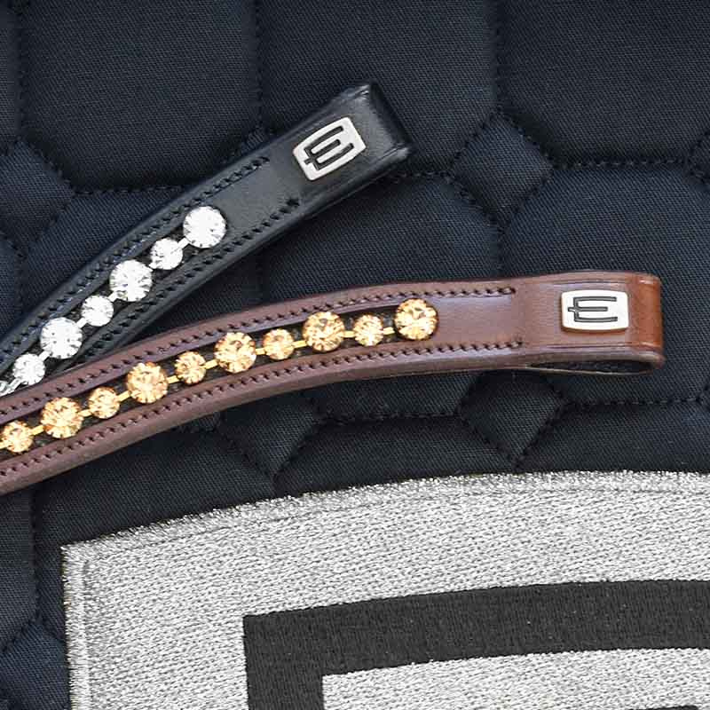 Browband E-Logo & Gold Crystals Black/Silver