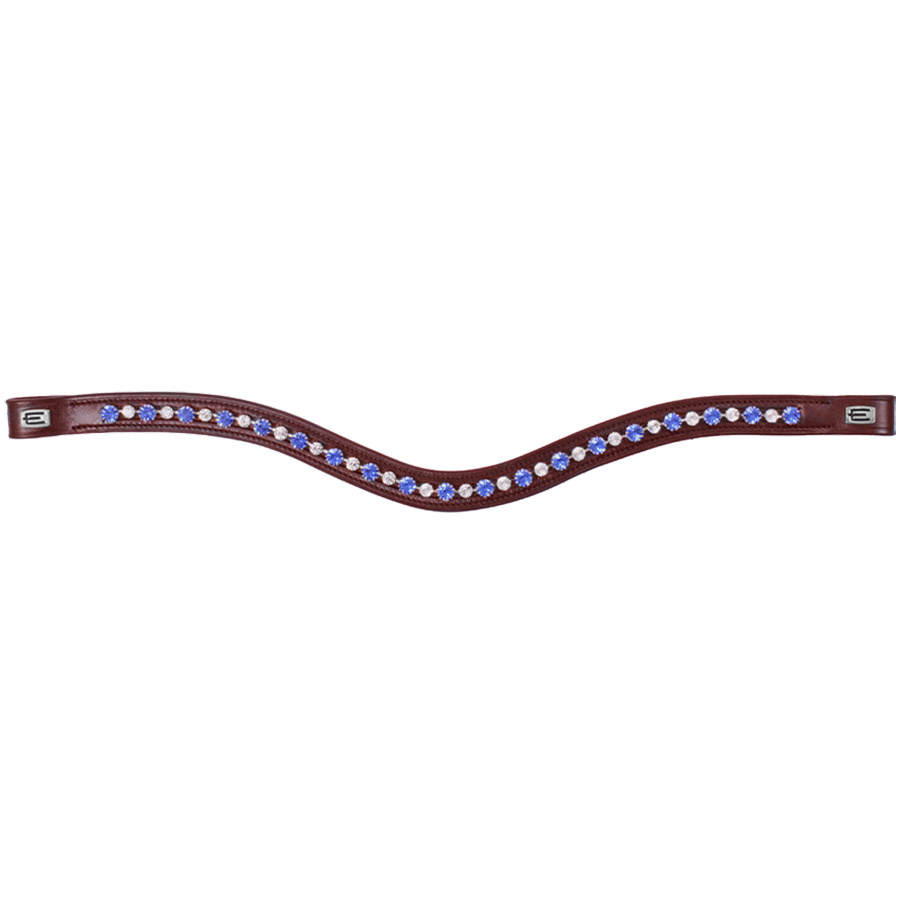 Browband E-Logo & Blue/White Crystals Brown/Silver