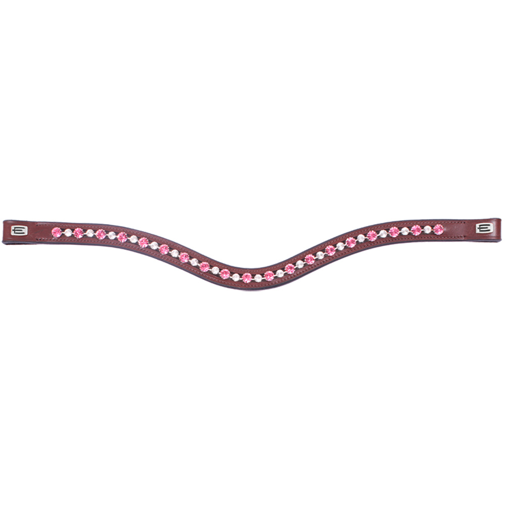 Browband E-Logo & Pink/White Crystals Brown/Silver