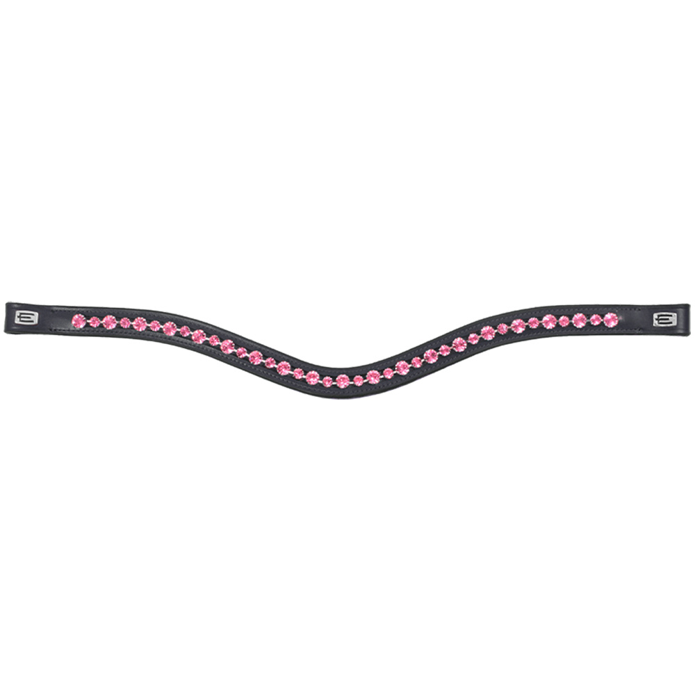 Browband E-Logo & Pink/Pink Crystals Black/Silver