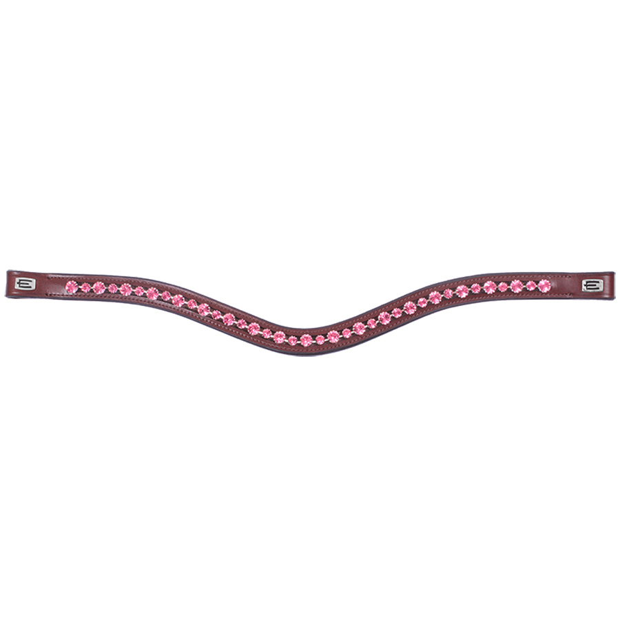 Browband E-Logo & Pink/Pink Crystals Brown/Silver