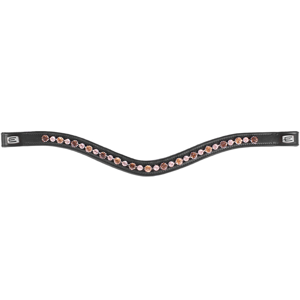 Browband E-Logo & Cappuccino/Topaz Crystals Black/Silver