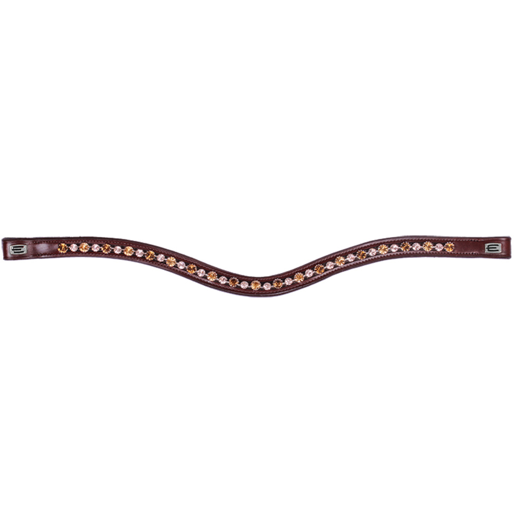 Browband E-Logo & Cappuccino/Topaz Crystals Brown/Silver
