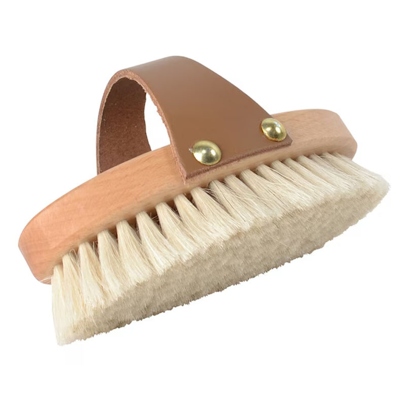 Goat Hair Brush with Leather Strap Brown