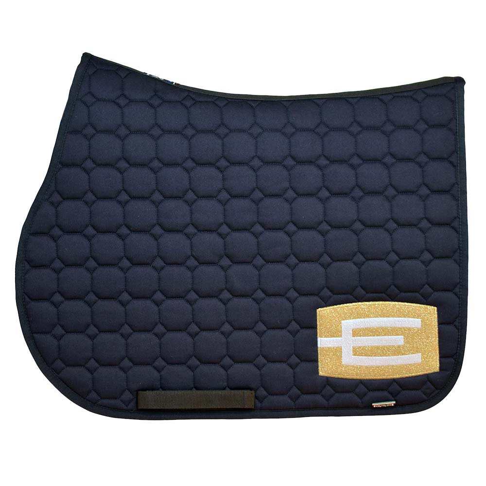 Saddle Pad E-logo Navy Gold/White