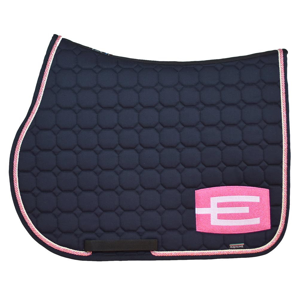 Saddle Pad E-logo Navy Glitter Pink/White
