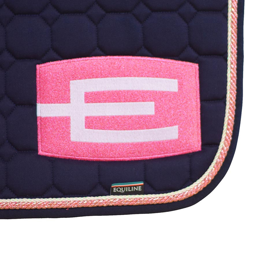 Saddle Pad E-logo Navy Glitter Pink/White