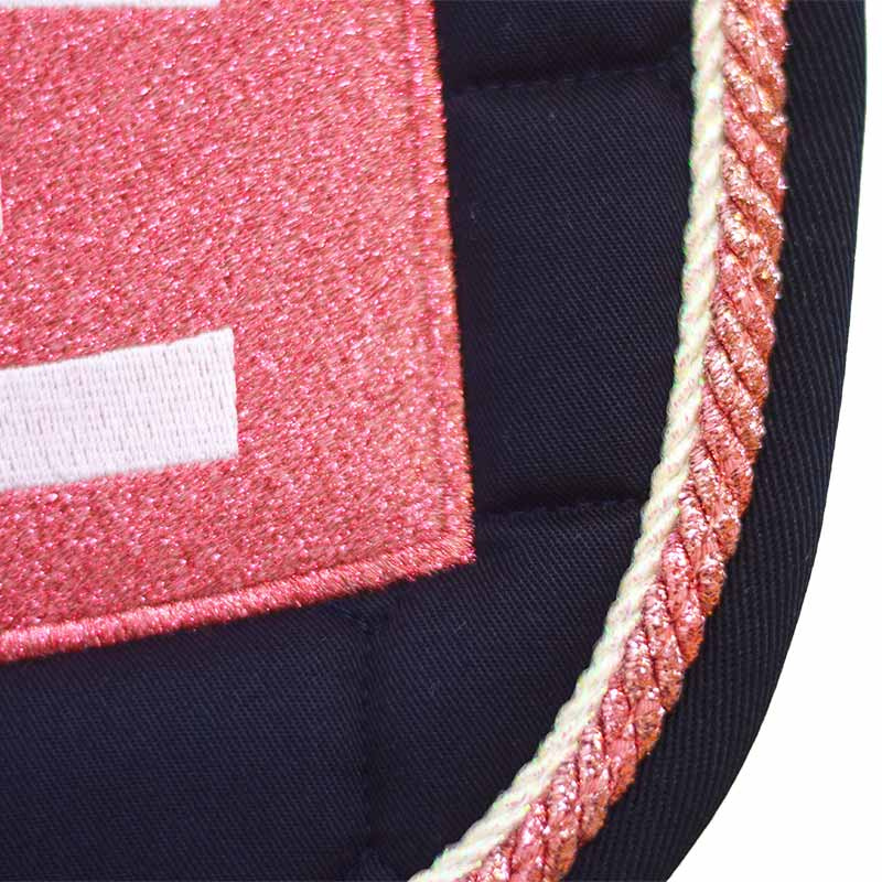 Saddle Pad E-logo Navy Glitter Pink/White