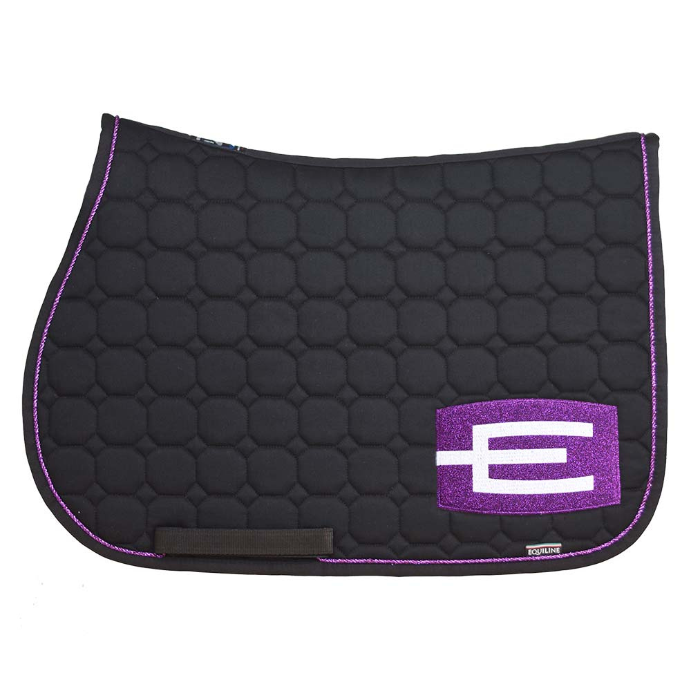 Saddle Pad E-logo Black Glitter Lilac/White