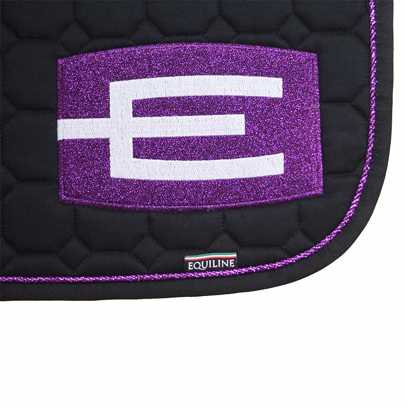 Saddle Pad E-logo Black Glitter Lilac/White