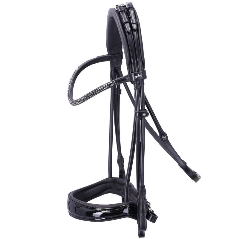 Double Bridle Isabell Werth Bella Rose Patent Black