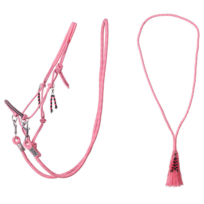 Rope Halter with Reins Combi Liberty Light Pink