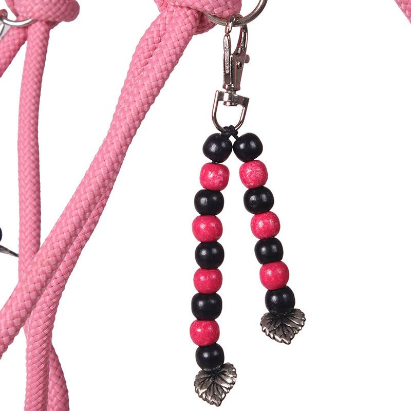 Rope Halter with Reins Combi Liberty Light Pink