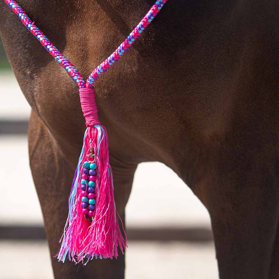 Rope Halter with Reins Combi Liberty Pink