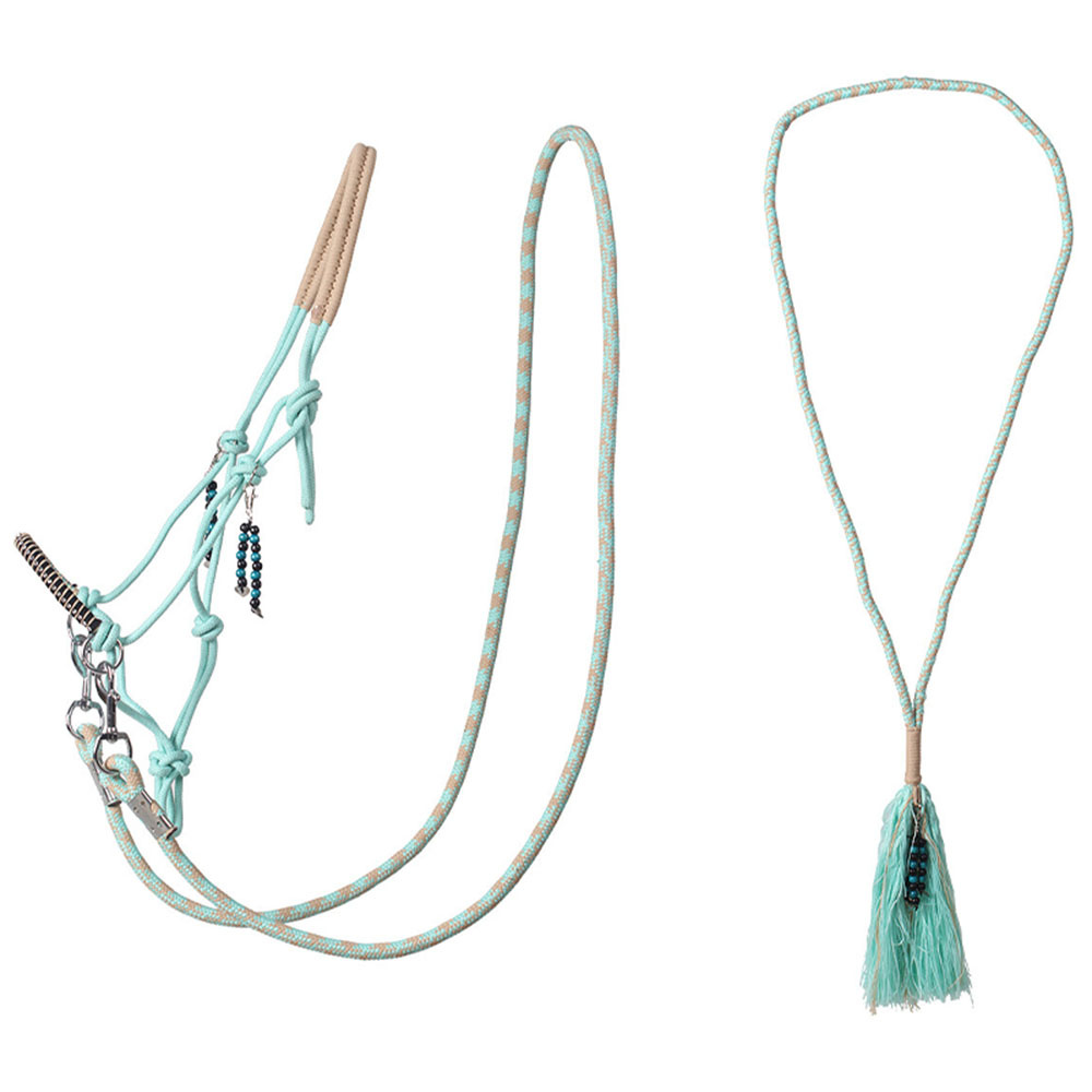 Rope Halter with Reins Combi Liberty Light Green
