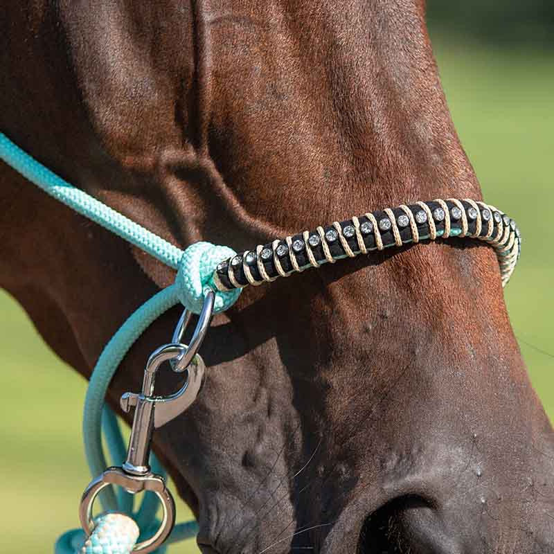 Rope Halter with Reins Combi Liberty Light Green